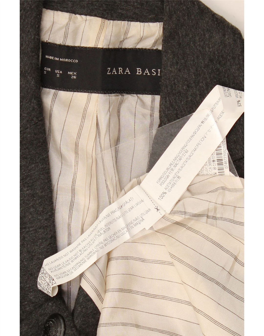 Женский пиджак Zara на 1 пуговице UK 10, маленький серый ацетат