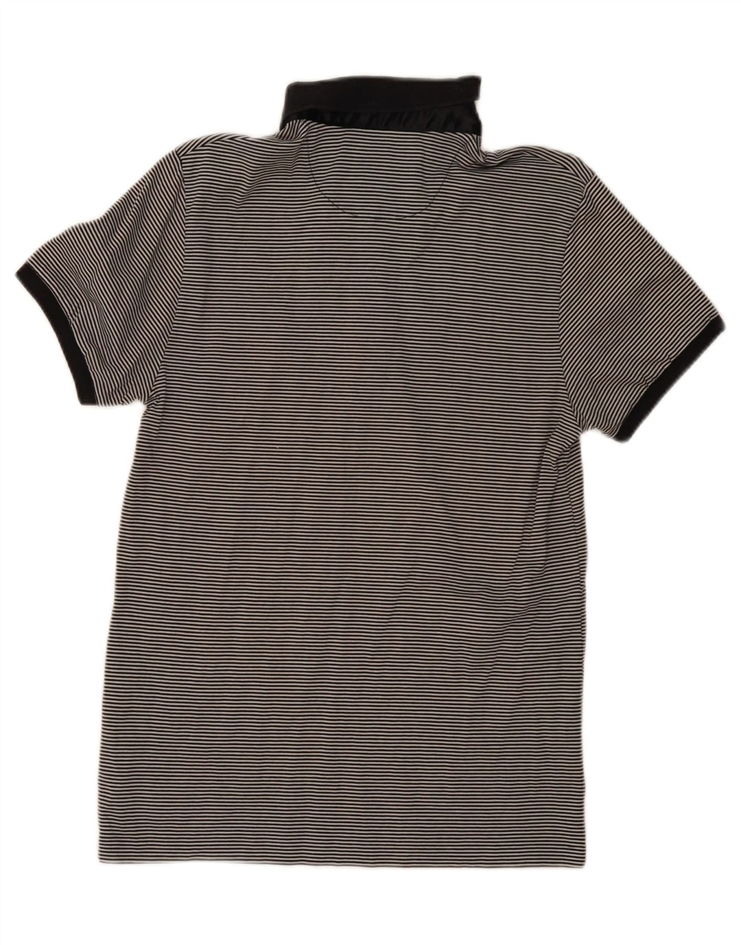 ZARA Mens Polo Shirt Medium Black Striped Cotton Vintage Zara and Second-Hand Zara from Messina Hembry 