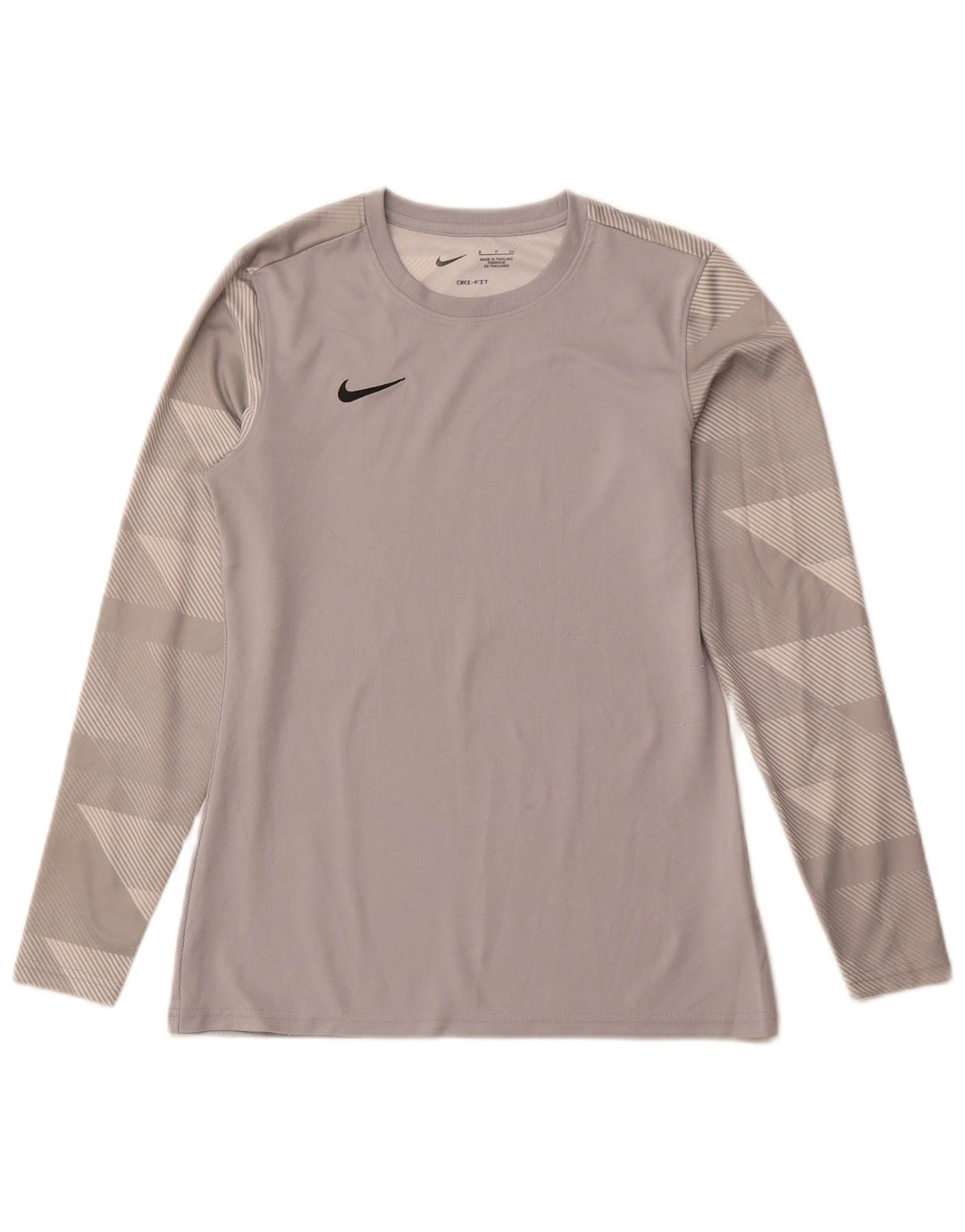 Женский топ Nike Dri Fit с длинным рукавом UK 10, маленький серый полиэстер с геометрическим рисунком