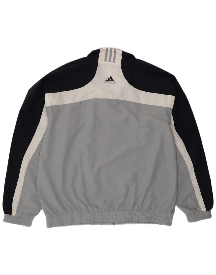 Мужская спортивная куртка Adidas UK 46/48 XL, серый полиэстер с цветными блоками