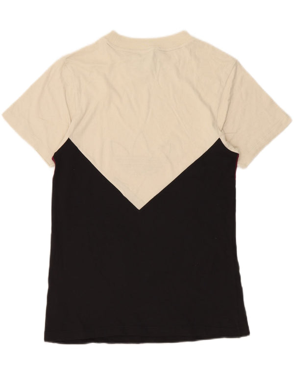 Женская футболка Adidas с графическим рисунком Top UK 8, маленькая белая хлопковая футболка с цветными блоками