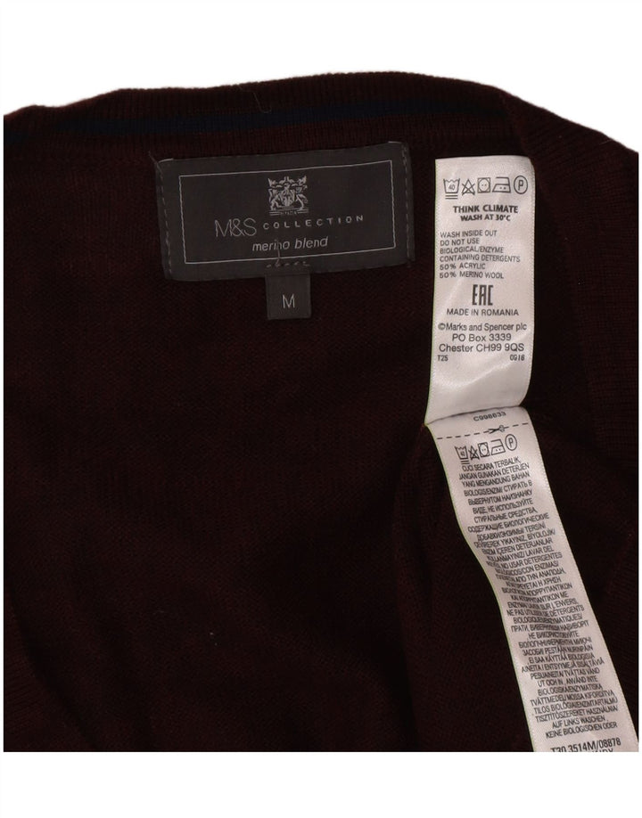 Мужской свитер-кардиган Marks & Spencer среднего бордового цвета из акрила