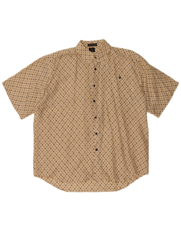 Мужская рубашка с коротким рукавом Montage XL, бежевая, шелковая с геометрическим рисунком