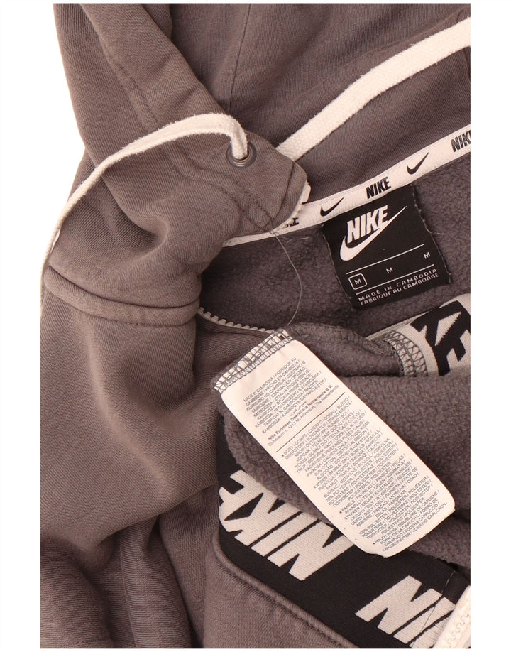 Мужской свитер с капюшоном и молнией с графическим рисунком Nike, хлопковый средне-серый цвет с цветными блоками