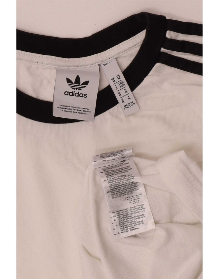 Adidas Mens Regular Top с длинным рукавом, средний белый хлопок