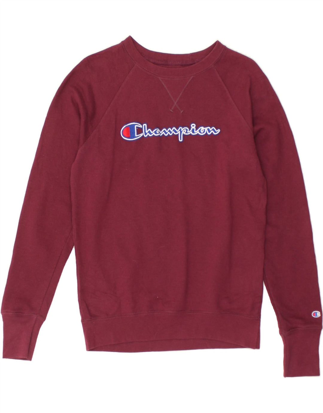 CHAMPION Womens Graphic Sweatshirt Jumper UK 6 XS Burgundy | Vintage Champion | Thrift | Second-Hand Champion | Used Clothing | Messina Hembry 