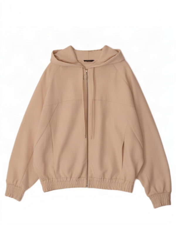 Женский свитер с капюшоном и молнией «летучая мышь» с рукавами 3/4 Zara UK 6 XS, бежевый полиэстер