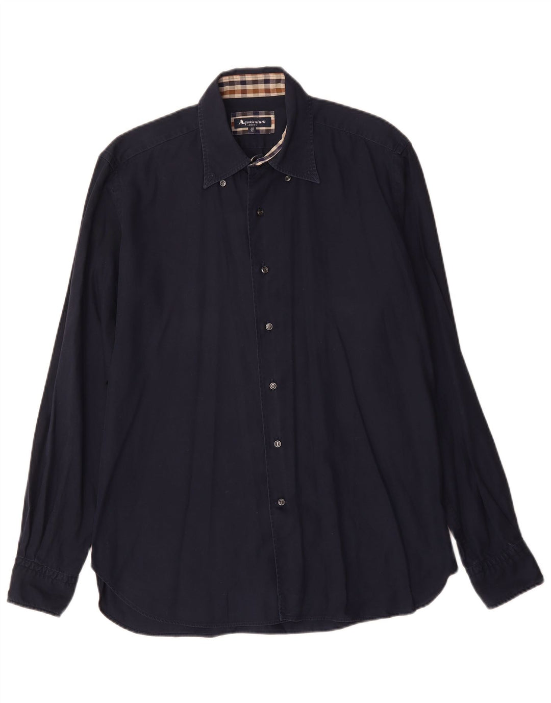 Мужская рубашка AQUASCUTUM, размер 16 1/2 42, большая, темно-синяя, хлопок