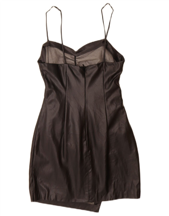 Женское облегающее платье Zara из искусственной кожи UK 12, средний черный полиуретан