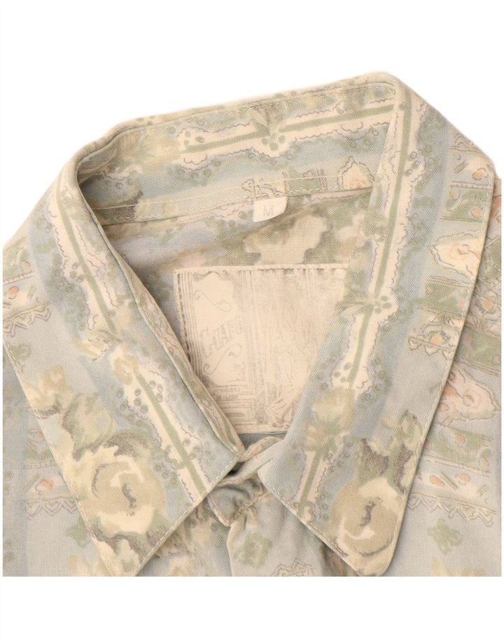 Винтажная мужская рубашка среднего синего цвета с цветочным принтом