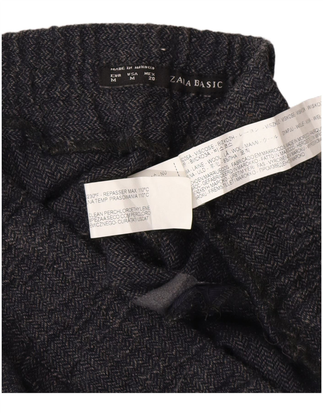 Женские джоггеры Zara Medium W28 L27 Темно-синие с узором «елочка» из вискозы