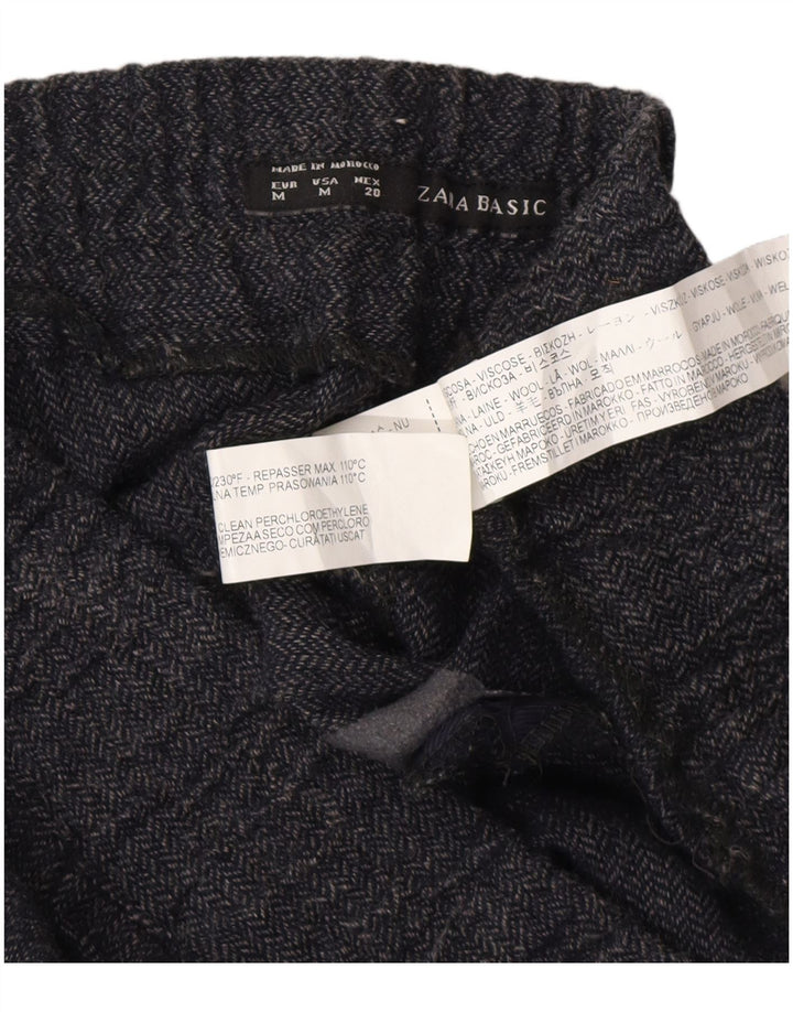 Женские джоггеры Zara Medium W28 L27 Темно-синие с узором «елочка» из вискозы