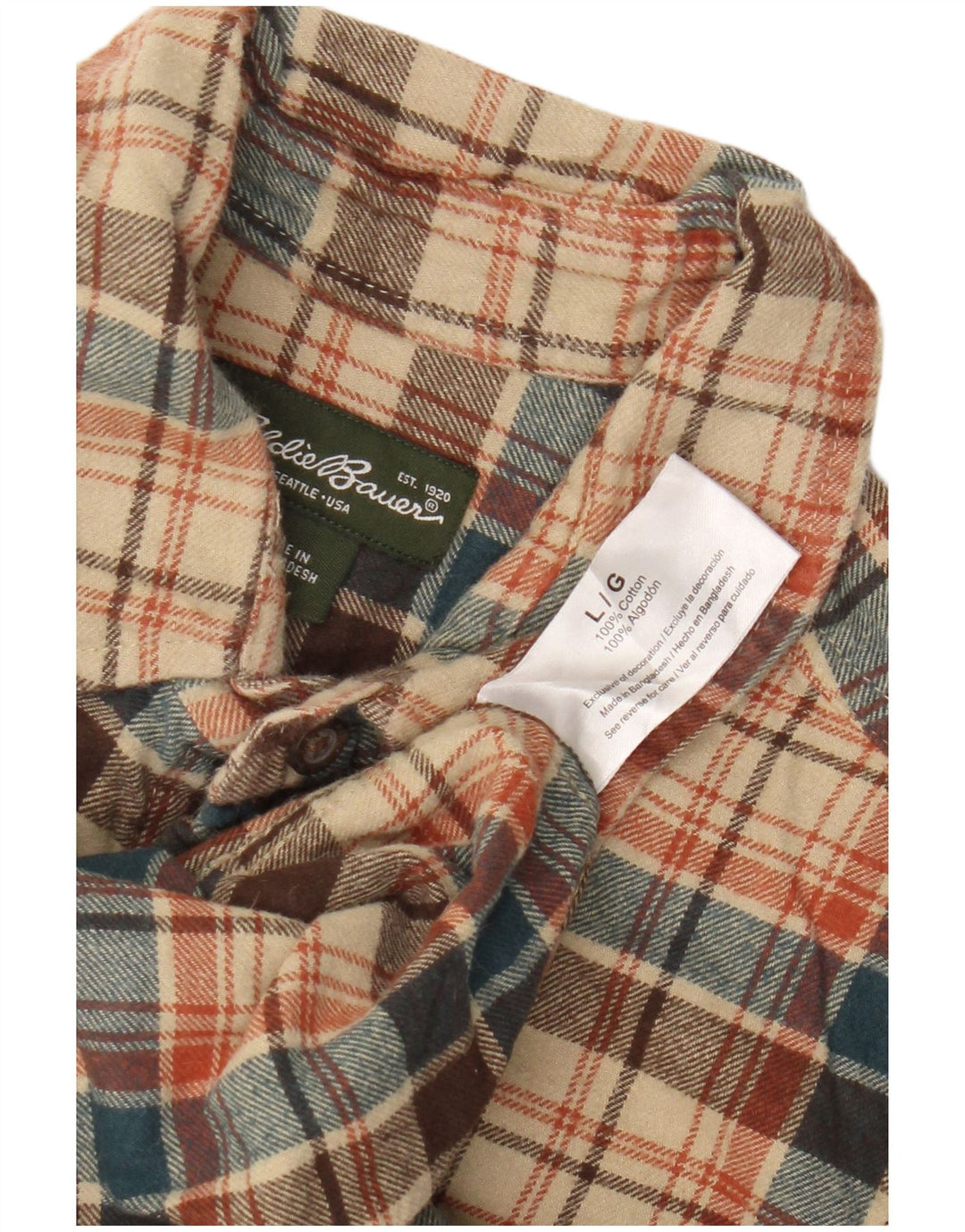 Мужская фланелевая рубашка Eddie Bauer, большая бежевая клетка, хлопок