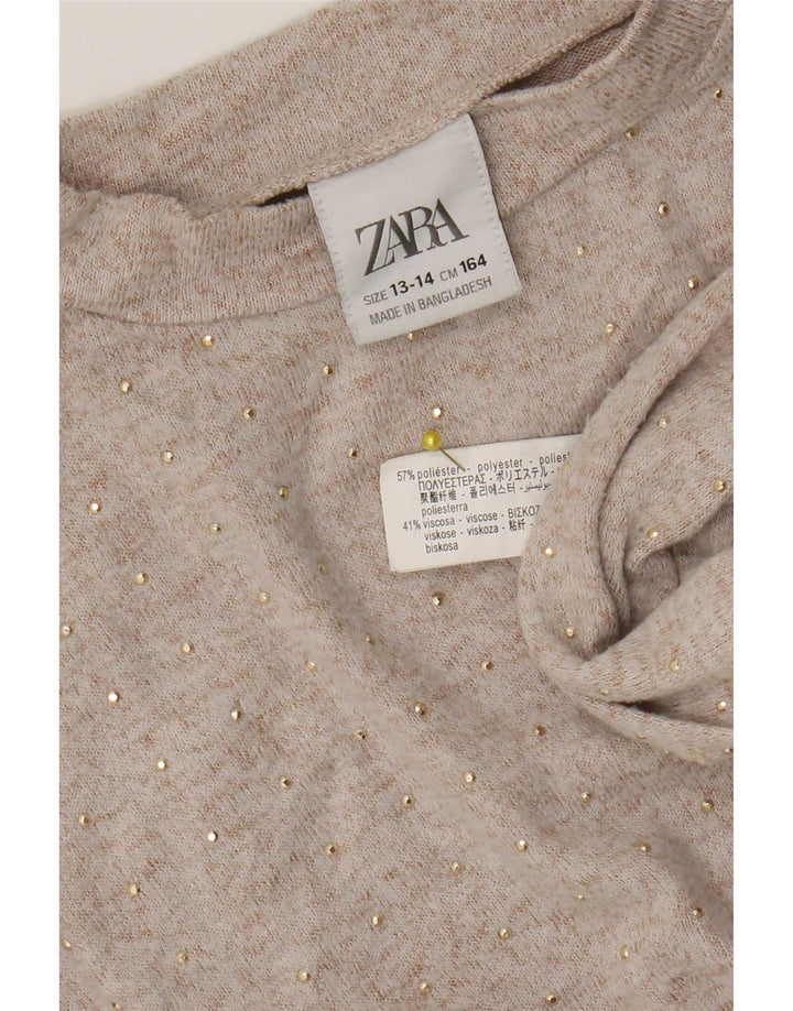 Топ Zara для девочек с длинными рукавами, 13–14 лет, бежевый, полиэстер