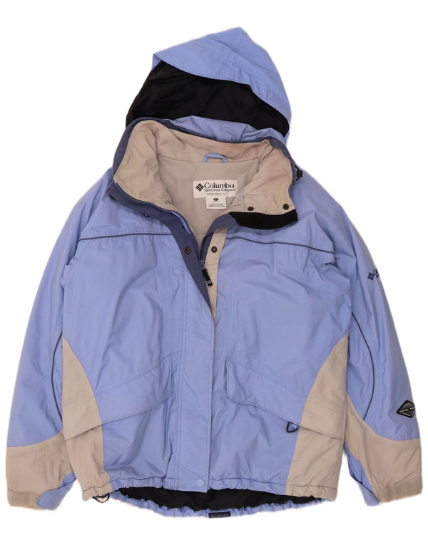 Женская лыжная куртка Columbia Omni-Tech с капюшоном UK 18 XL, синяя, нейлон с цветными блоками