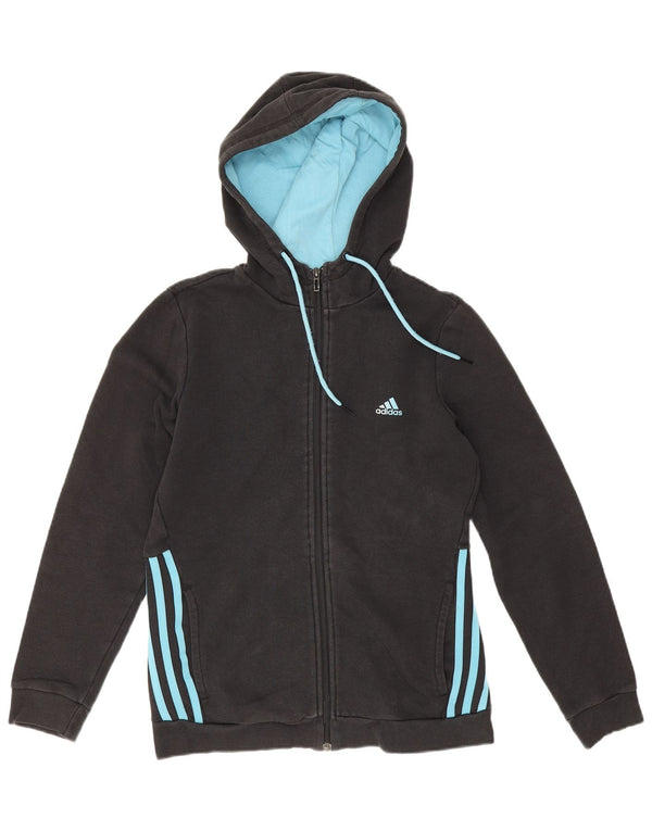 Женский свитер с капюшоном на молнии Adidas UK 12/14, средний черный, хлопок