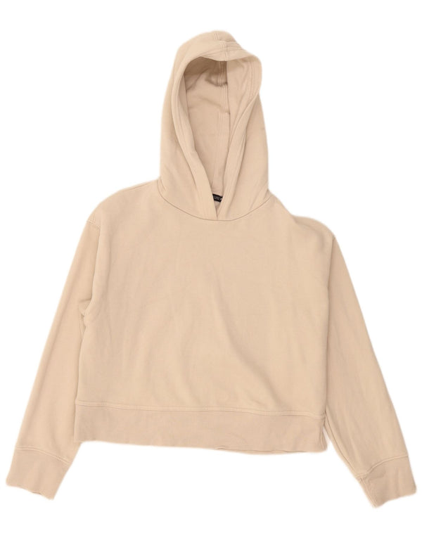 Женский укороченный джемпер с капюшоном оверсайз Zara UK 10, маленький размер, бежевый хлопок