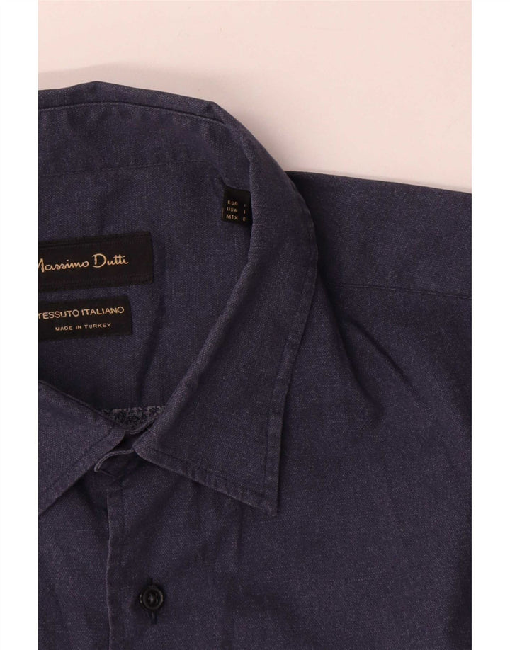 Мужская рубашка Massimo Dutti, темно-синяя, большая