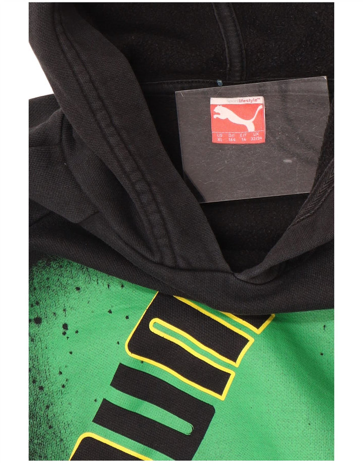 Толстовка с капюшоном PUMA для мальчиков 13-14 лет, черный с цветными блоками