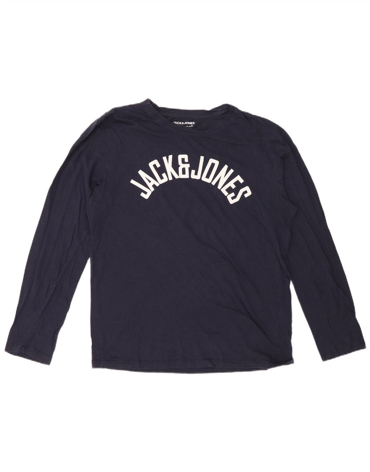 Мужской топ с длинным рукавом JACK & JONES, темно-синий, хлопковый, среднего размера