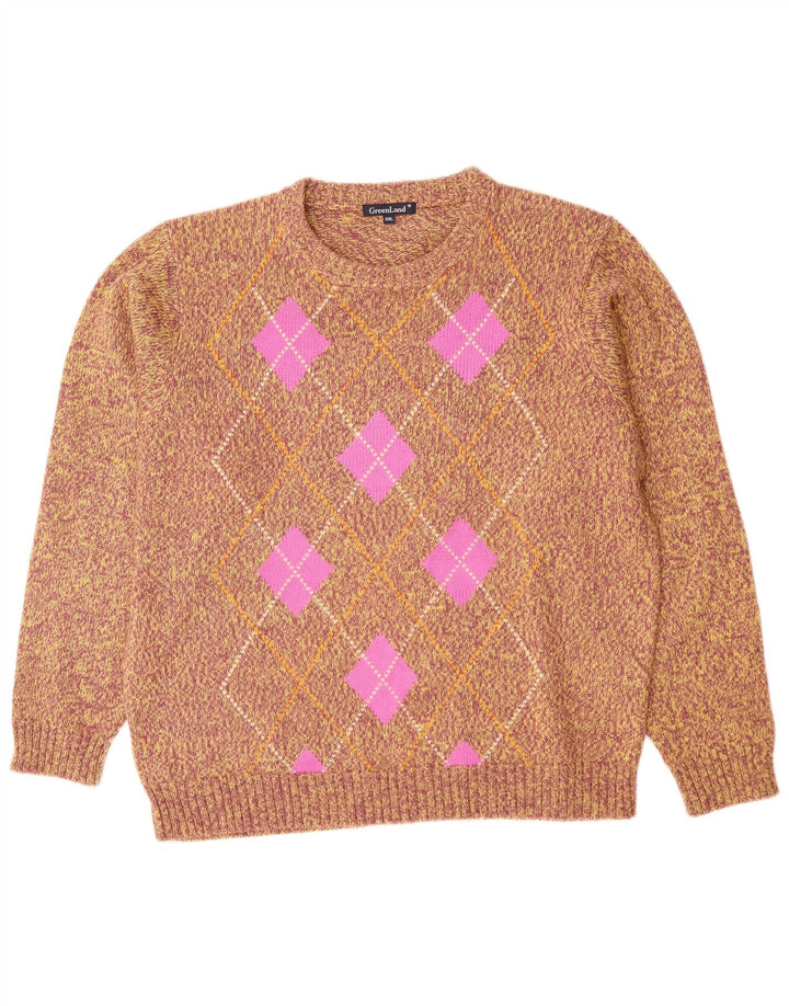 Женские туфли GREENLAND UK 20 2XL, разноцветный акрил с ромбами и узором «аргайл»