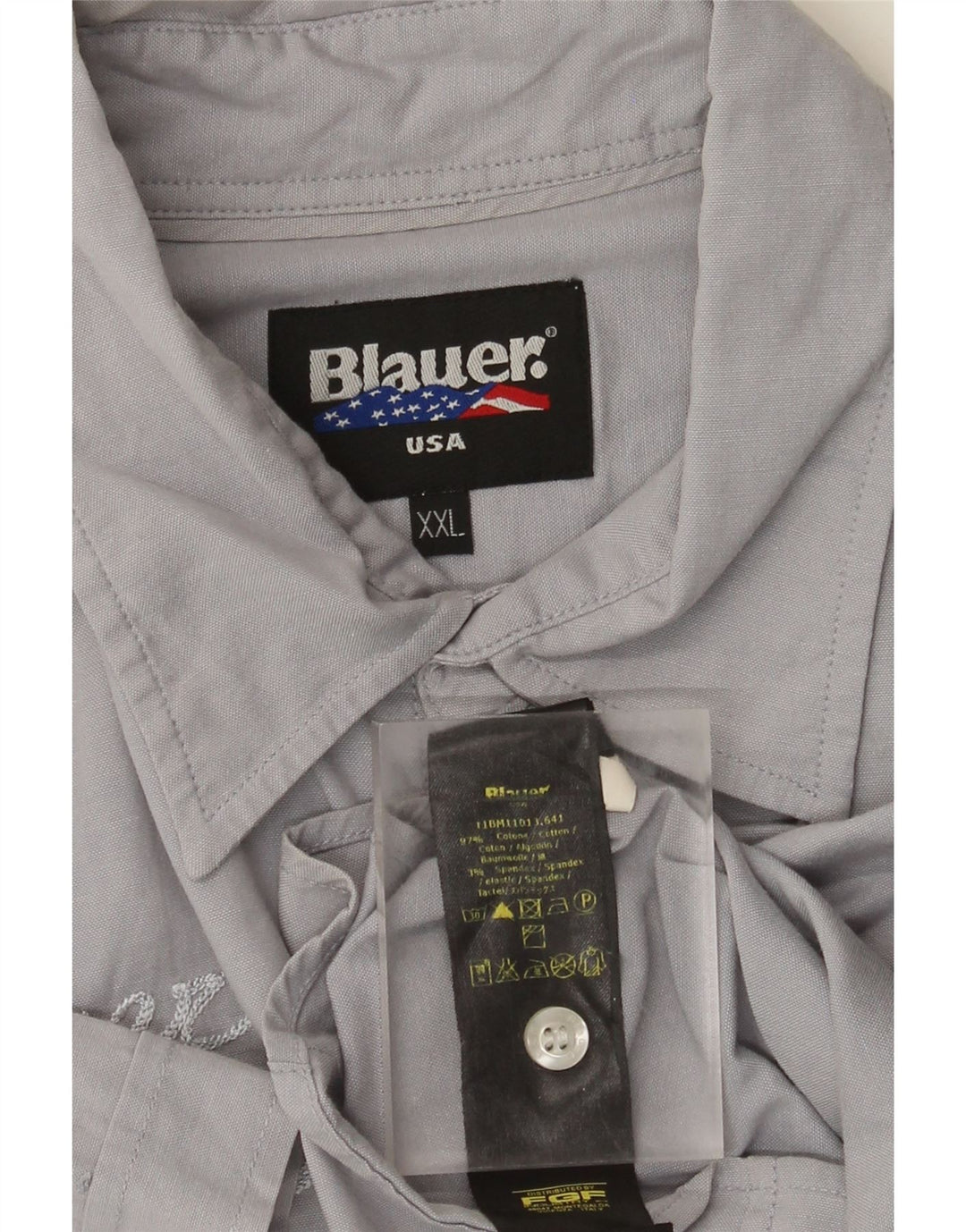 Мужская рубашка с коротким рукавом Blauer, 2XL, серая, хлопок