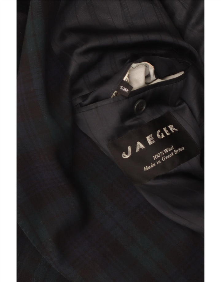 Jaeger Мужской двубортный пиджак IT 52 XL Темно-синий в клетку Шерсть