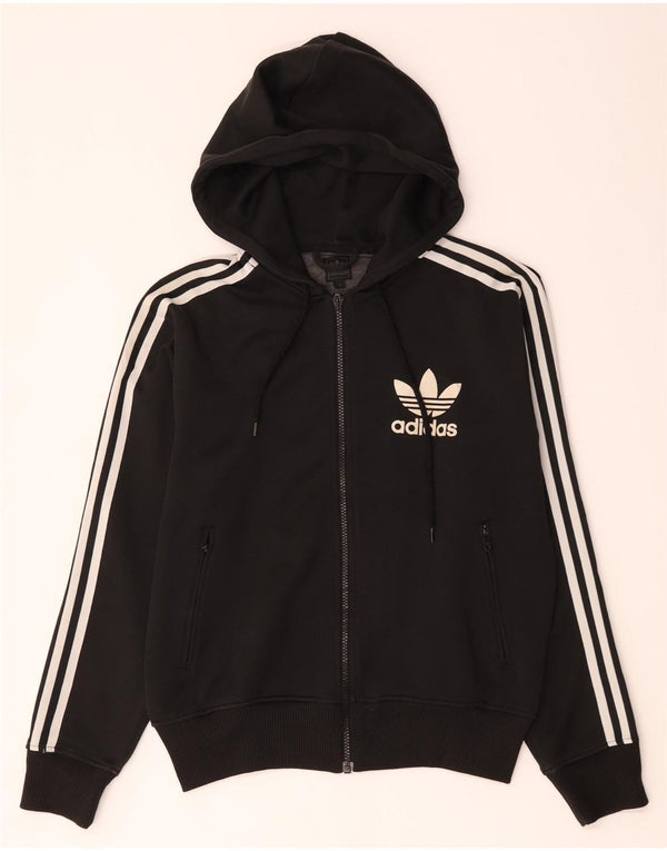 Женский свитер с капюшоном на молнии Adidas UK 16, большой черный полиэстер