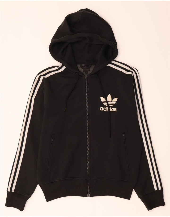Женский свитер с капюшоном на молнии Adidas UK 16, большой черный полиэстер
