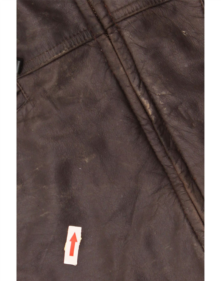 Винтажная мужская кожаная куртка UK 40, большая коричневая кожа