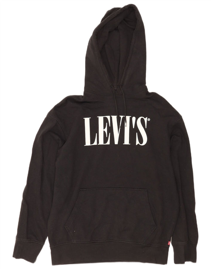 Мужской джемпер свободного кроя с капюшоном Levi's, черный, хлопковый, среднего размера
