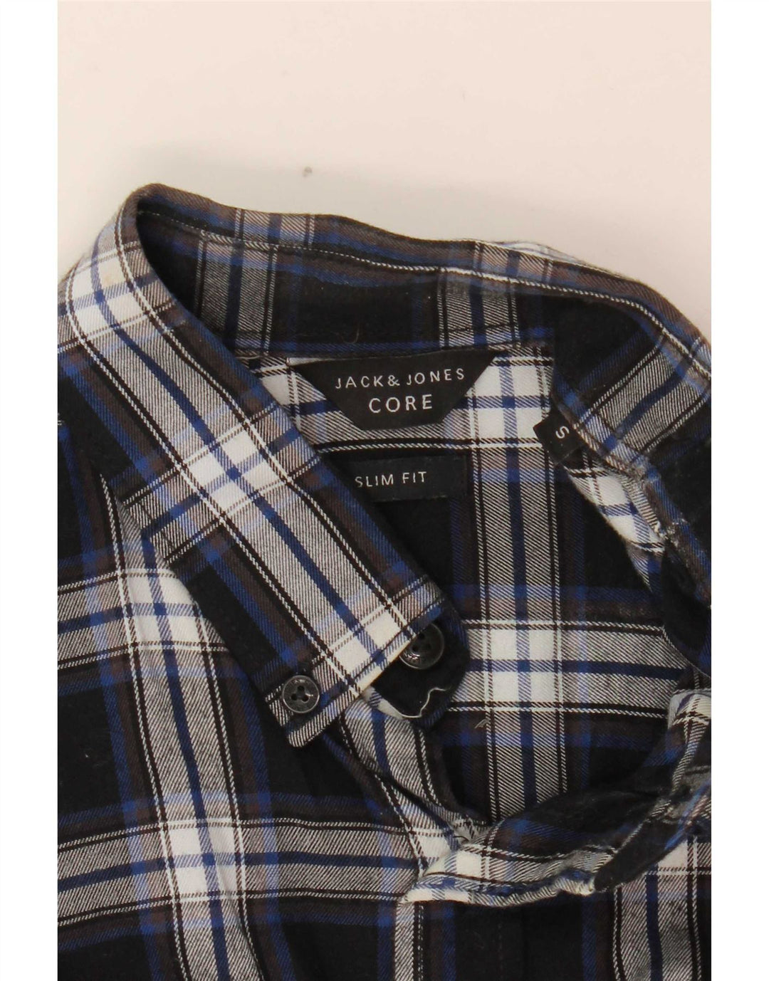 Мужская фланелевая рубашка узкого кроя Jack & Jones, маленькая синяя клетка