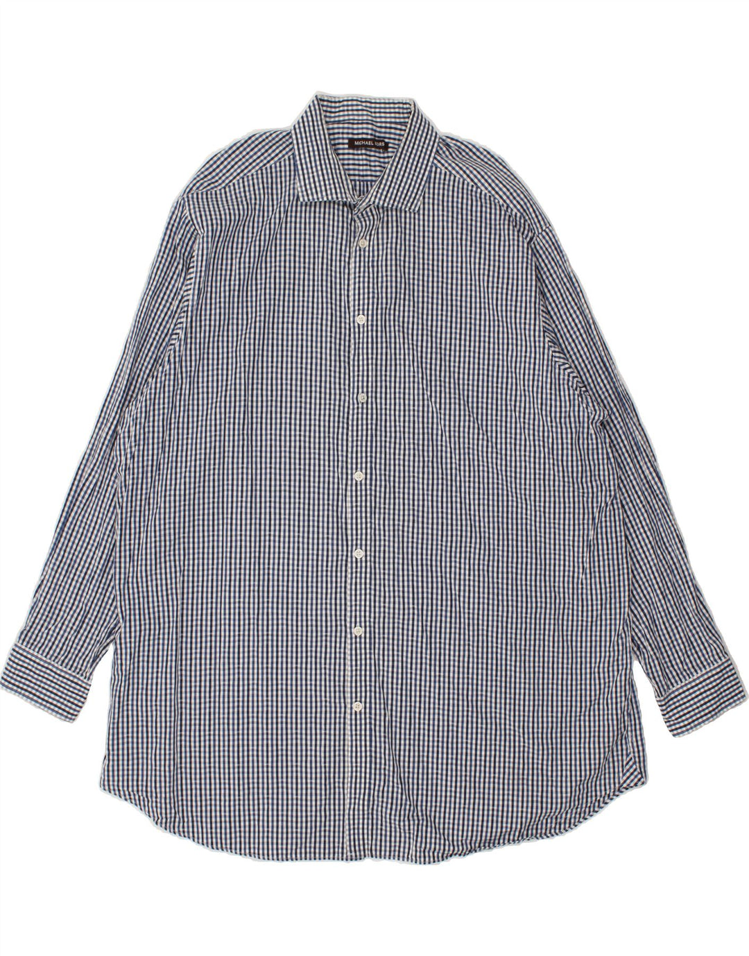 MICHAEL KORS Mens Shirt Size 18 1/2 2XL Navy Blue Gingham Cotton Vintage Michael Kors and Second-Hand Michael Kors from Messina Hembry 