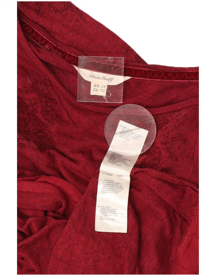 Женский укороченный топ с длинным рукавом White Stuff UK 14, большой бордовый цветочный вискоза