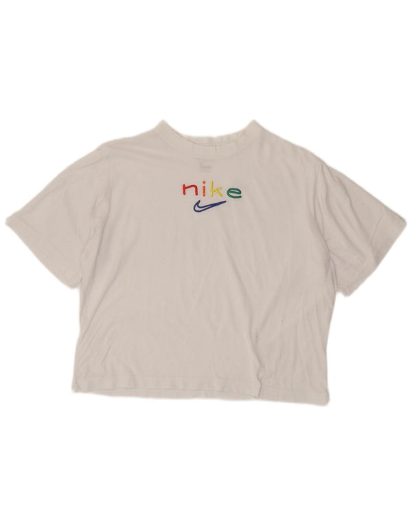 Женская футболка оверсайз с графическим рисунком Nike Dri Fit Top UK 10, маленькая белая