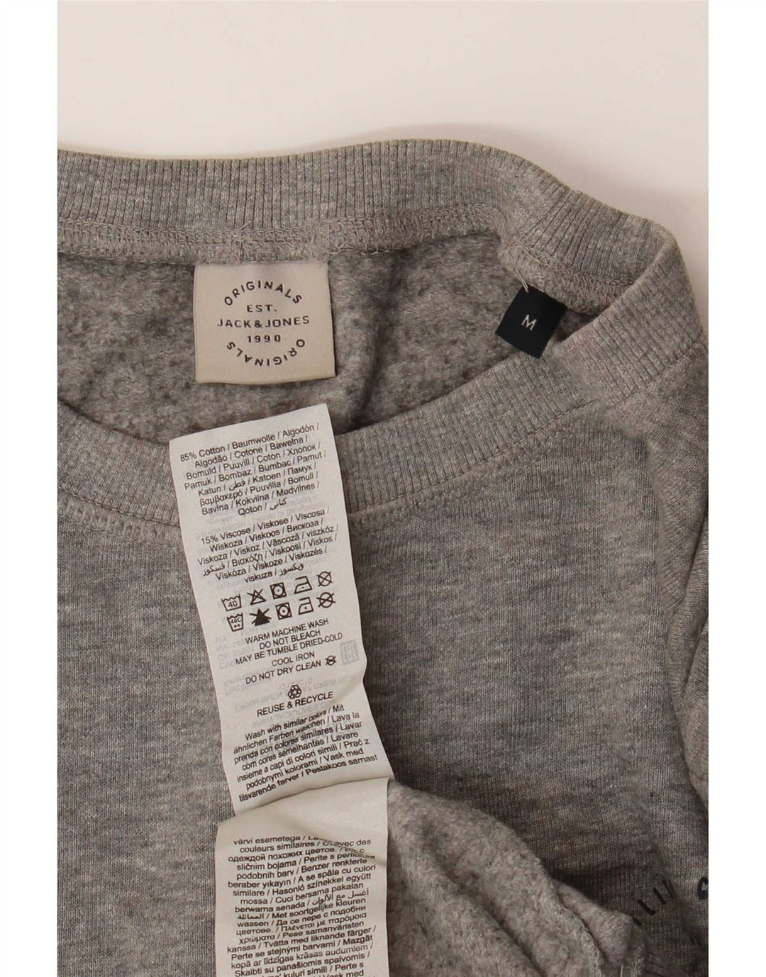 Мужской свитер Jack & Jones, хлопковый джемпер среднего серого цвета в крапинку