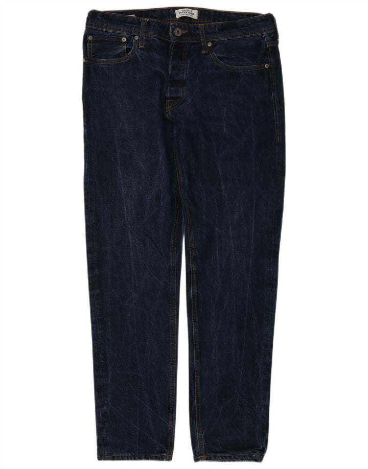 Мужские узкие джинсы Jack & Jones W32 L32 темно-синие, хлопок