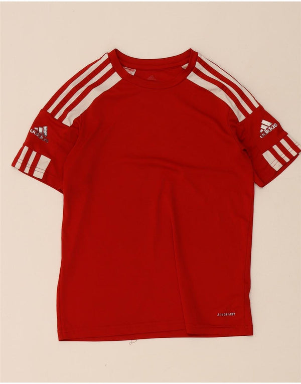 Футболка Adidas с рисунком Aeroready для мальчиков 11–12 лет, красная с цветными блоками