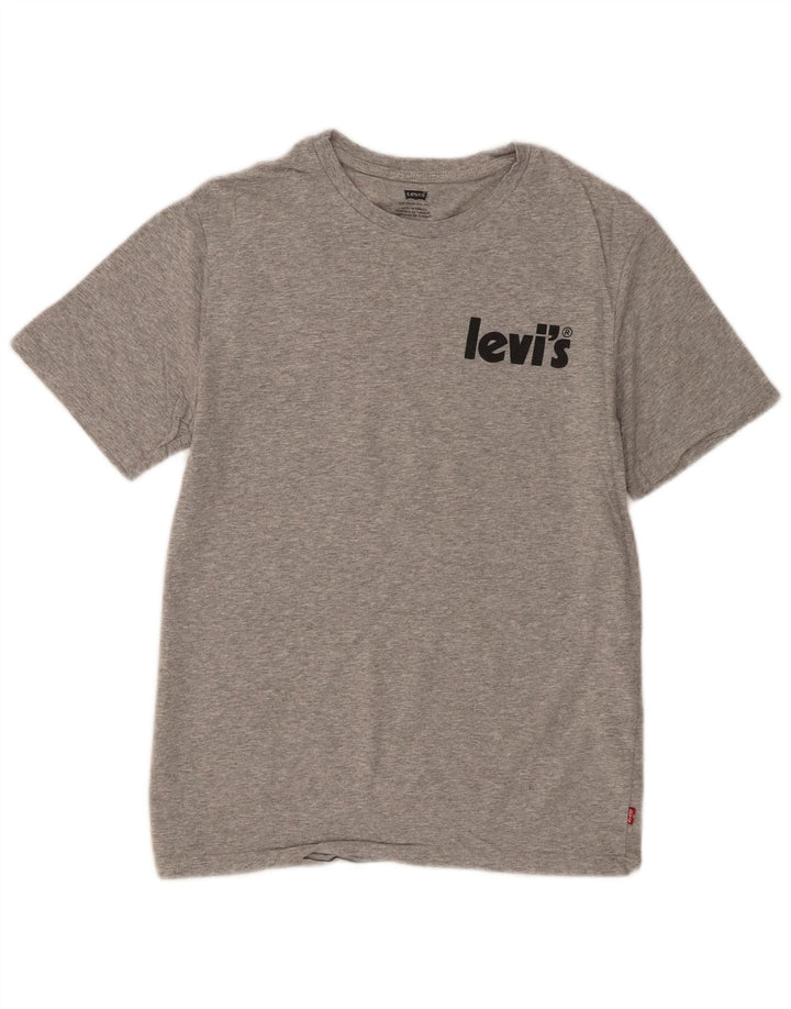 Мужская футболка с рисунком Levi's, маленький серый хлопковый топ в крапинку