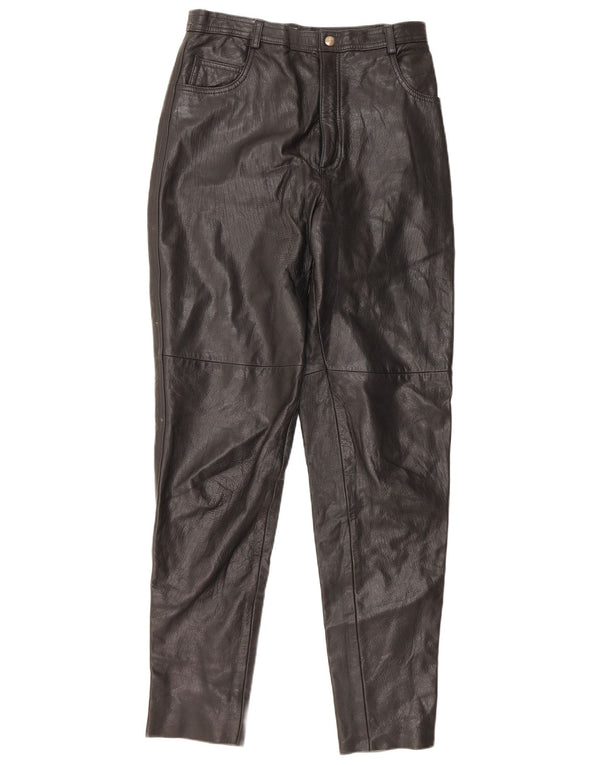 ВИНТАЖНЫЕ женские брюки с высокой талией IT 46, большие W28 L32, черные кожаные