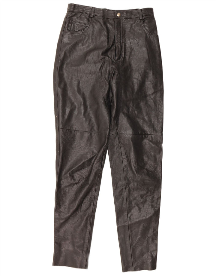 ВИНТАЖНЫЕ женские брюки с высокой талией IT 46, большие W28 L32, черные кожаные