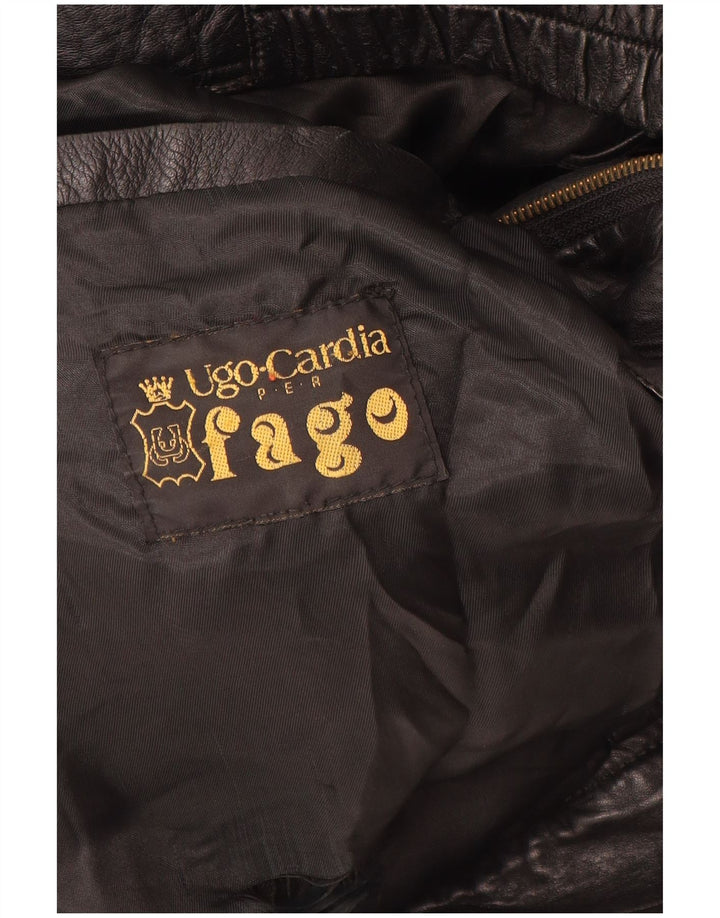 Винтажная мужская кожаная куртка UK 42 XL, черная кожа
