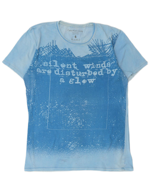 Женская футболка с рисунком Calvin Klein Jeans Top UK 10, маленький синий хлопок