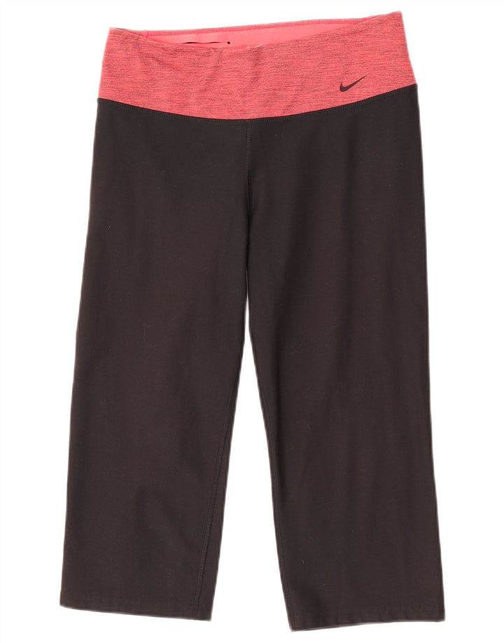 Женские леггинсы-капри Nike Dri Fit UK 14, средние черные цветные блоки