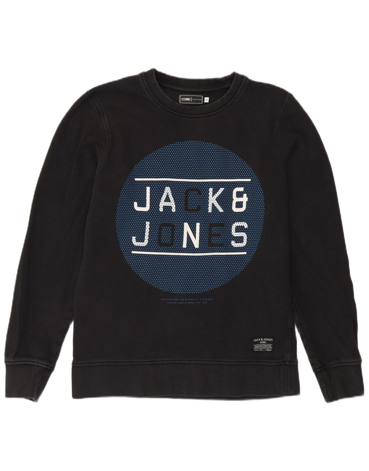 Мужской свитшот с рисунком Jack & Jones, маленький черный хлопковый джемпер