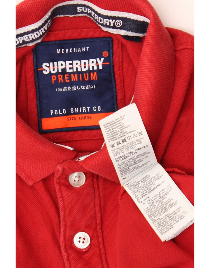 Мужская рубашка поло с рисунком Superdry, большая красная хлопковая рубашка
