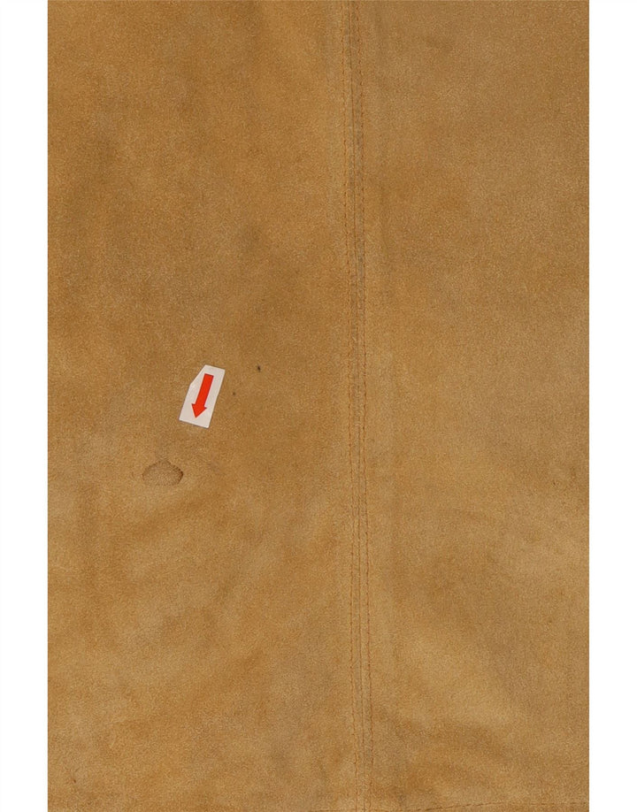 VINTAGE Женская замшевая мини-юбка среднего размера W28 Бежевая кожа