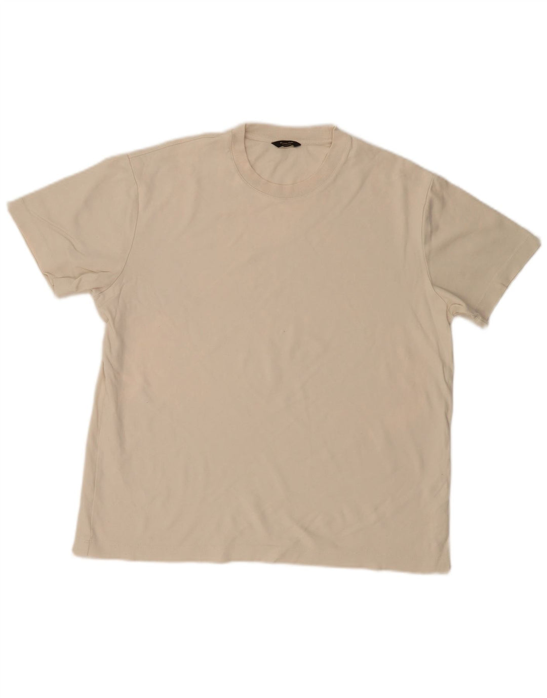 MASSIMO DUTTI Mens T-Shirt Top Large Beige Cotton
