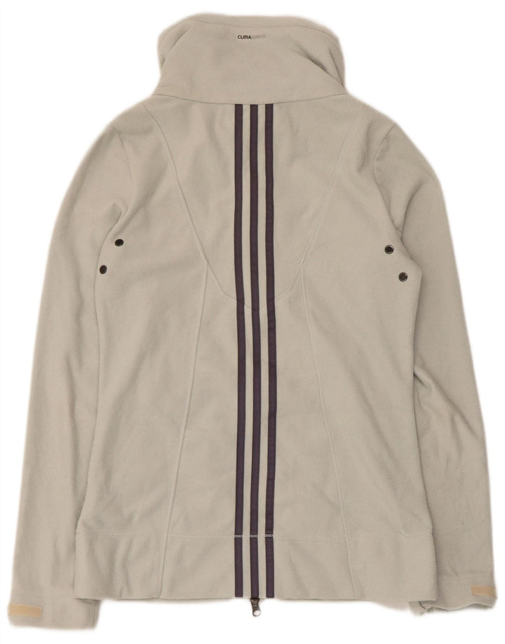 Женская флисовая куртка Adidas UK 12, полиэстер среднего серого цвета в полоску