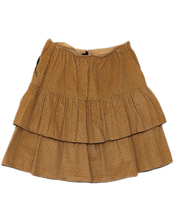 ВИНТАЖНАЯ женская вельветовая многоярусная юбка W25 XS Коричневая в крапинку